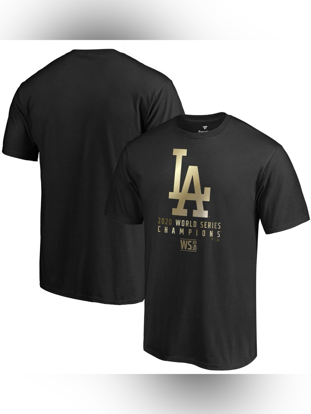 Fanatics Black T-Shirt with Gold LA 2020 World Series Champions Logo